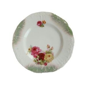 Vintage Decorative Porcelain Plate 6-3/8" White Multicolor Floral Roses